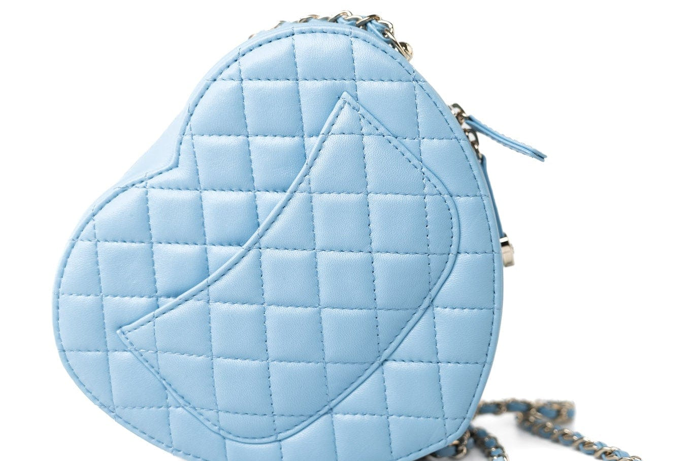 CHANEL Handbag Blue 22S CC In Love Blue Lambskin Quilted Large Heart Bag Light Gold Hardware - Redeluxe