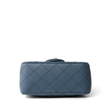 CHANEL Handbag Blue 23K Blue Lambskin Quilted Mini Square Pearl Crush Antique Gold Hardware - Redeluxe