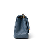 CHANEL Handbag Blue 23K Blue Lambskin Quilted Mini Square Pearl Crush Antique Gold Hardware - Redeluxe