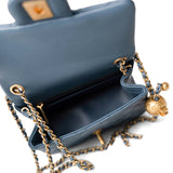 CHANEL Handbag Blue 23K Blue Lambskin Quilted Mini Square Pearl Crush Antique Gold Hardware - Redeluxe