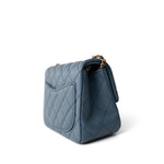 CHANEL Handbag Blue 23K Blue Lambskin Quilted Mini Square Pearl Crush Antique Gold Hardware - Redeluxe