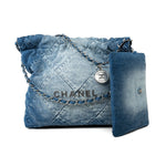 CHANEL Handbag Blue 23P Denim Quilted 22 Small Drawstring Bag - Redeluxe