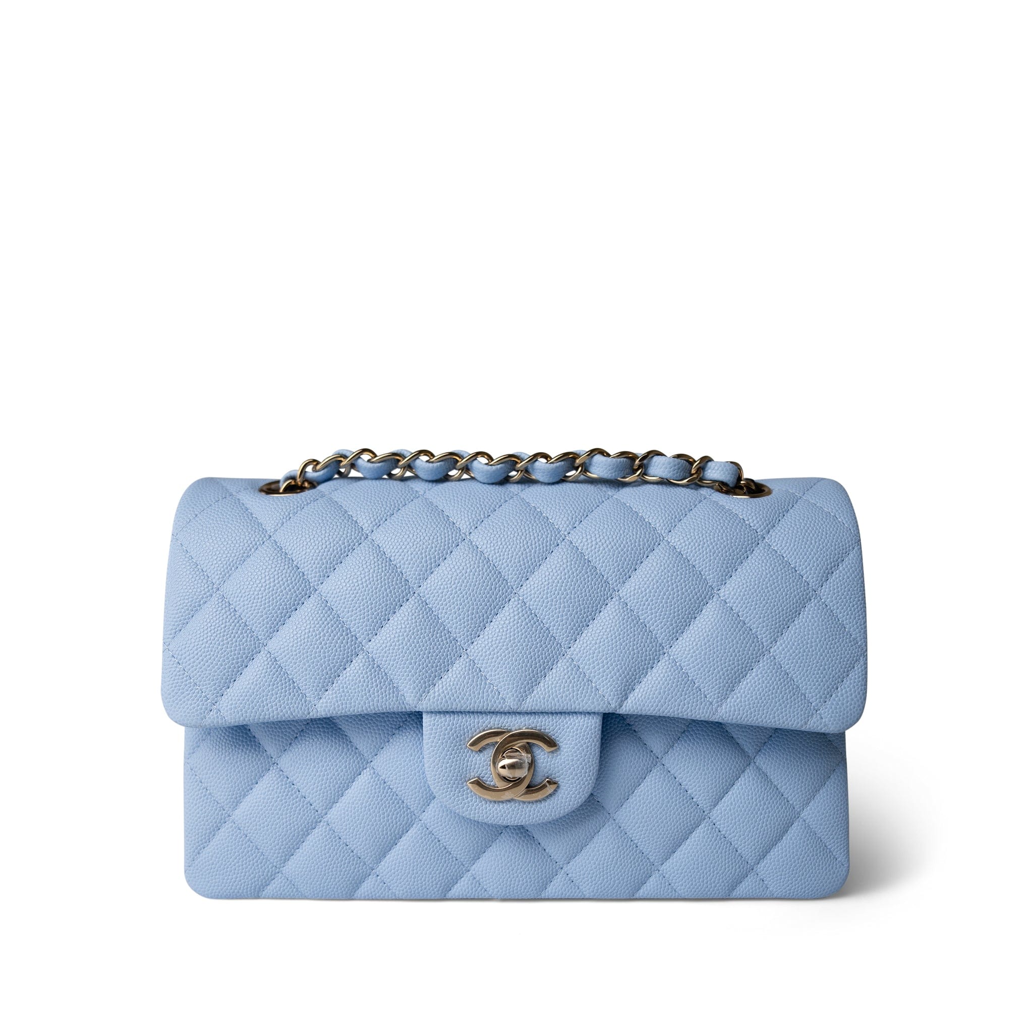 CHANEL Handbag blue 23P Light Blue Classic Flap Small Light Gold Hardware - Redeluxe