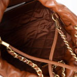 CHANEL Handbag Brown 23A Light Brown Calfskin Quilted Mini 22 Bag Antique Gold Hardware - Redeluxe