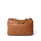 CHANEL Handbag Brown 23B Caramel Lambskin Quilted 19 Flap Small Mixed Hardware - Redeluxe