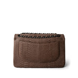 CHANEL Handbag Brown Light Brown Python Jumbo Classic Flap - Redeluxe