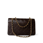 CHANEL Handbag Brown Vintage Dark Brown Lambskin Quilted Classic Flap Medium Gold Hardware - Redeluxe