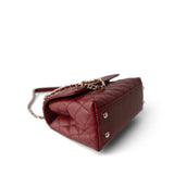 CHANEL Handbag Burgundy Burgundy Caviar Quilted Coco Handle Small Light Gold Hardware - Redeluxe