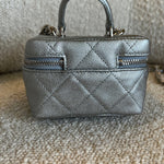 CHANEL Handbag Chanel 21S Metallic Silver Micro Vanity Grained Calfskin SHW - Redeluxe