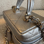 CHANEL Handbag Chanel 21S Metallic Silver Micro Vanity Grained Calfskin SHW - Redeluxe