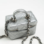 CHANEL Handbag Chanel 21S Metallic Silver Micro Vanity Grained Calfskin SHW - Redeluxe