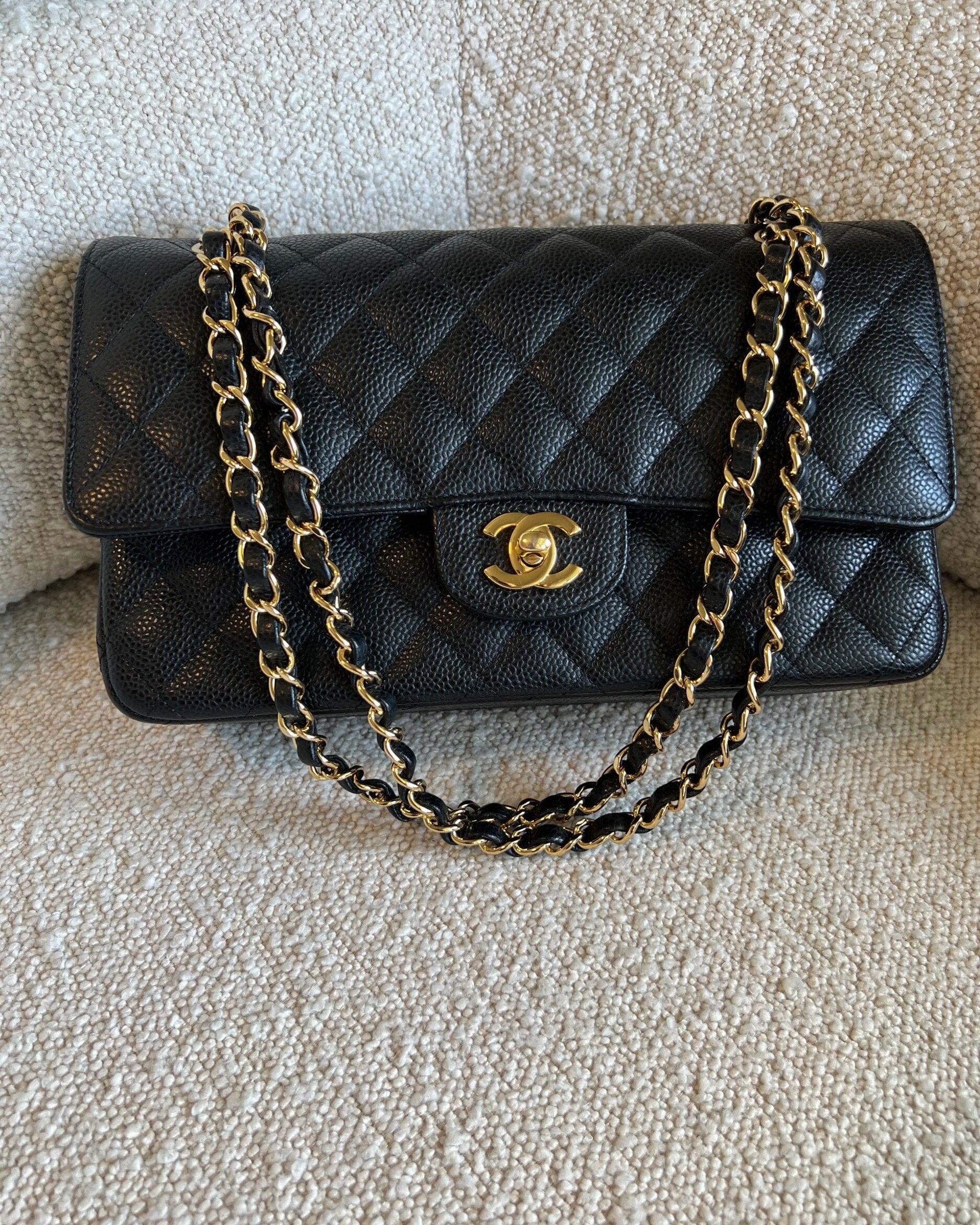 CHANEL Handbag Chanel Black Caviar Quilted Classic Flap Medium GHW - Redeluxe