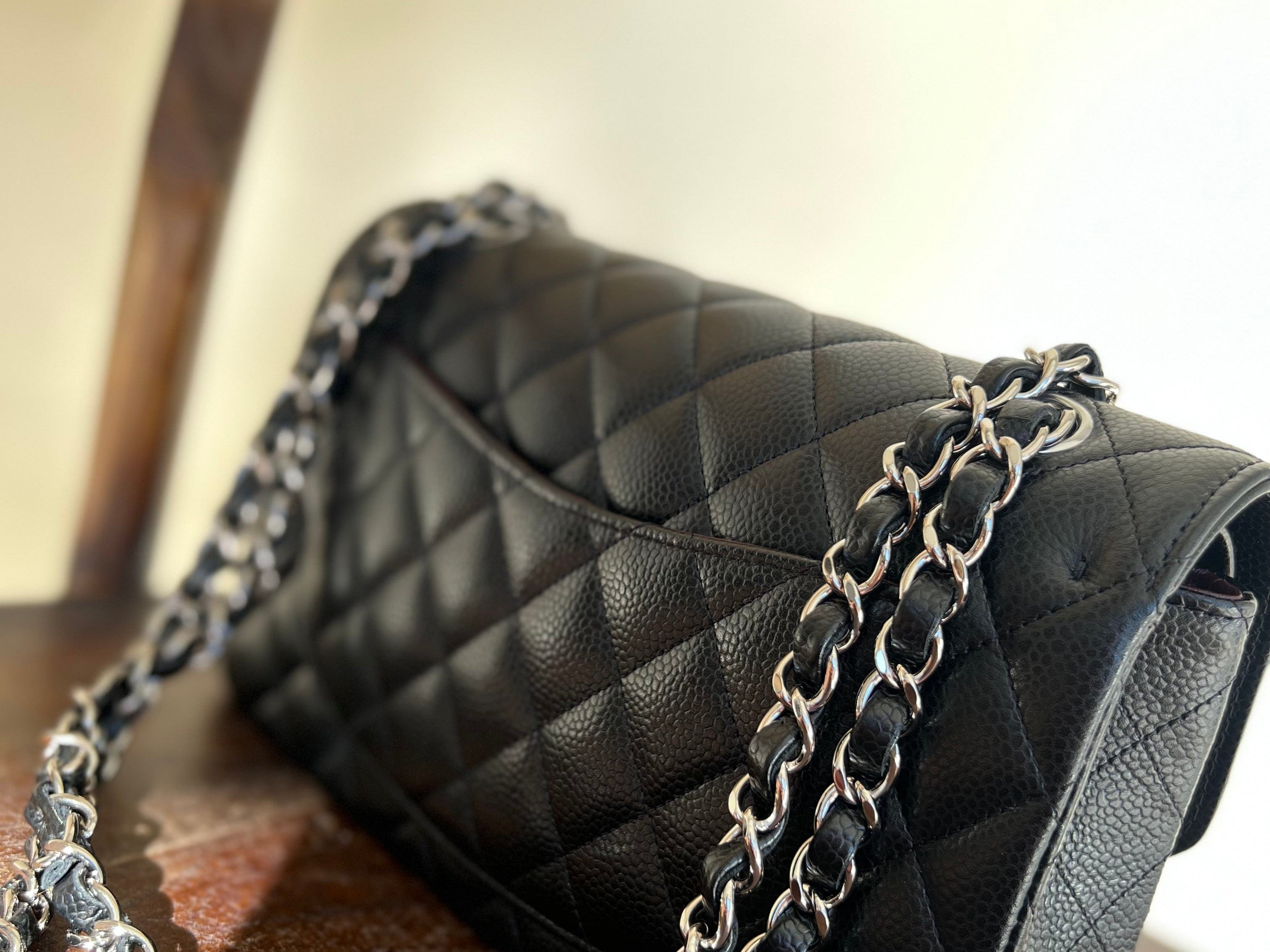 CHANEL Handbag Chanel Black Caviar Quilted Classic Flap Small SHW - Redeluxe