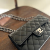 CHANEL Handbag Chanel Black Caviar Quilted Classic Flap Small SHW - Redeluxe