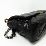 CHANEL Handbag Chanel Black Goatskin Quilted Maxi 19 Flap - Redeluxe