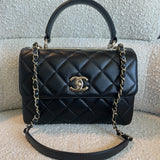 CHANEL Handbag Chanel Black Lambskin Quilted Trendy CC Small LGHW - Redeluxe