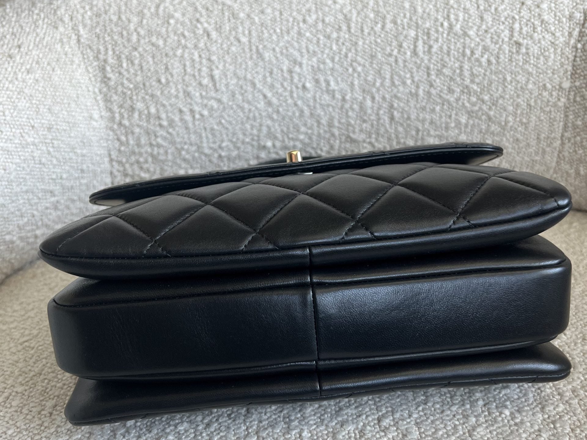 CHANEL Handbag Chanel Black Lambskin Quilted Trendy CC Small LGHW - Redeluxe