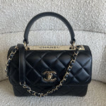 CHANEL Handbag Chanel Black Lambskin Quilted Trendy CC Small LGHW - Redeluxe