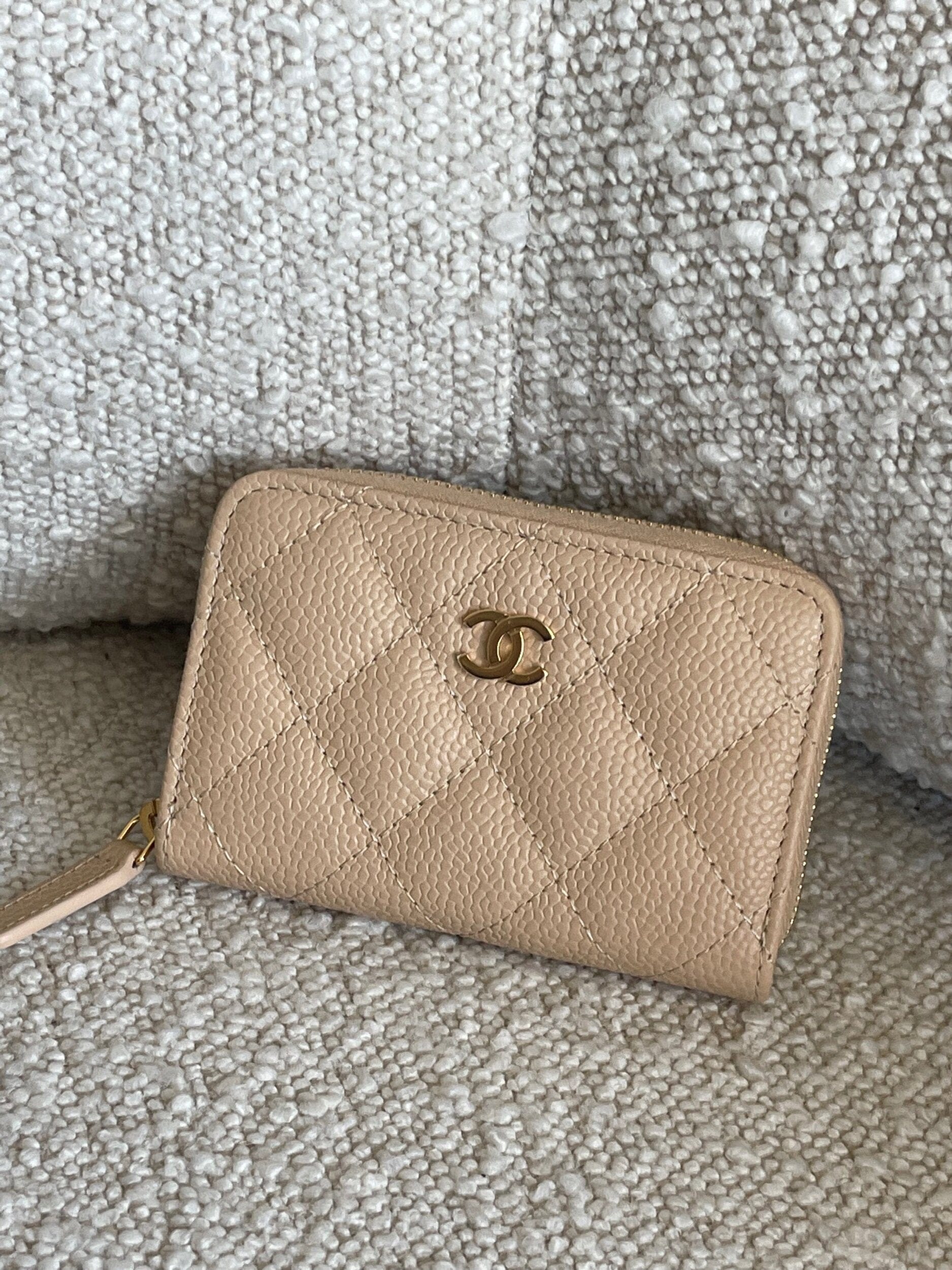 Chanel Classic Zipped Coin Purse Beige