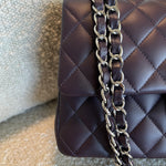 CHANEL Handbag Chanel Dark Purple Lambskin Quilted Classic Flap Medium SHW - Redeluxe