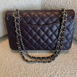 CHANEL Handbag Chanel Dark Purple Lambskin Quilted Classic Flap Medium SHW - Redeluxe