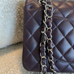 CHANEL Handbag Chanel Dark Purple Lambskin Quilted Classic Flap Medium SHW - Redeluxe