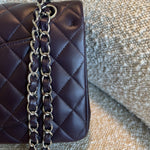 CHANEL Handbag Chanel Dark Purple Lambskin Quilted Classic Flap Medium SHW - Redeluxe