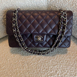 CHANEL Handbag Chanel Dark Purple Lambskin Quilted Classic Flap Medium SHW - Redeluxe