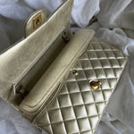 CHANEL Handbag Chanel Metallic Gold Lambskin Quilted Classic Flap Medium AGHW - Redeluxe