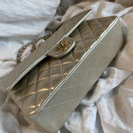 CHANEL Handbag Chanel Metallic Gold Lambskin Quilted Classic Flap Medium AGHW - Redeluxe