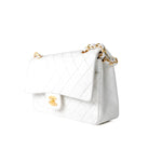 CHANEL Handbag Chanel Vintage White Lambskin Quilted Classic Flap Medium GHW - Redeluxe