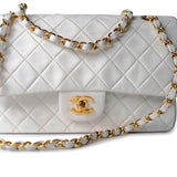 CHANEL Handbag Chanel Vintage White Lambskin Quilted Classic Flap Medium GHW - Redeluxe