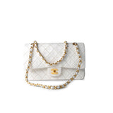 CHANEL Handbag Chanel Vintage White Lambskin Quilted Classic Flap Medium GHW - Redeluxe