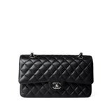 CHANEL Handbag Classic flap / Black Black Caviar Quilted Medium Classic Flap Silver Hardware - Redeluxe