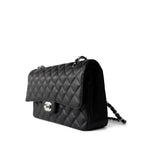 CHANEL Handbag Classic flap / Black Black Caviar Quilted Medium Classic Flap Silver Hardware - Redeluxe