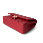 CHANEL Handbag Classic Flap / Red Red Caviar Quilted Classic Flap Medium Light Gold Hardware - Redeluxe