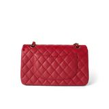 CHANEL Handbag Classic Flap / Red Red Caviar Quilted Classic Flap Medium Light Gold Hardware - Redeluxe