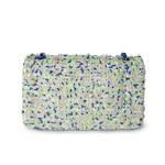 CHANEL Handbag Classic Flap / White 23S White Blue Green Tweed Quilted Classic Flap Medium - Redeluxe