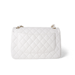 CHANEL Handbag Classic Flap / White White Caviar Quilted Jumbo Classic Flap Light Gold Hardware - Redeluxe