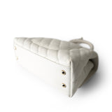 CHANEL Handbag Coco handle / White 21A White Caviar Quilted Coco Handle Small Light Gold Hardware - Redeluxe