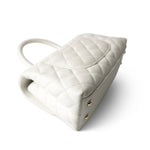 CHANEL Handbag Coco handle / White 21A White Caviar Quilted Coco Handle Small Light Gold Hardware - Redeluxe