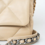 CHANEL Handbag Cream 22S Beige Lambskin Quilted Small 19 Flap Mixed Hardware - Redeluxe