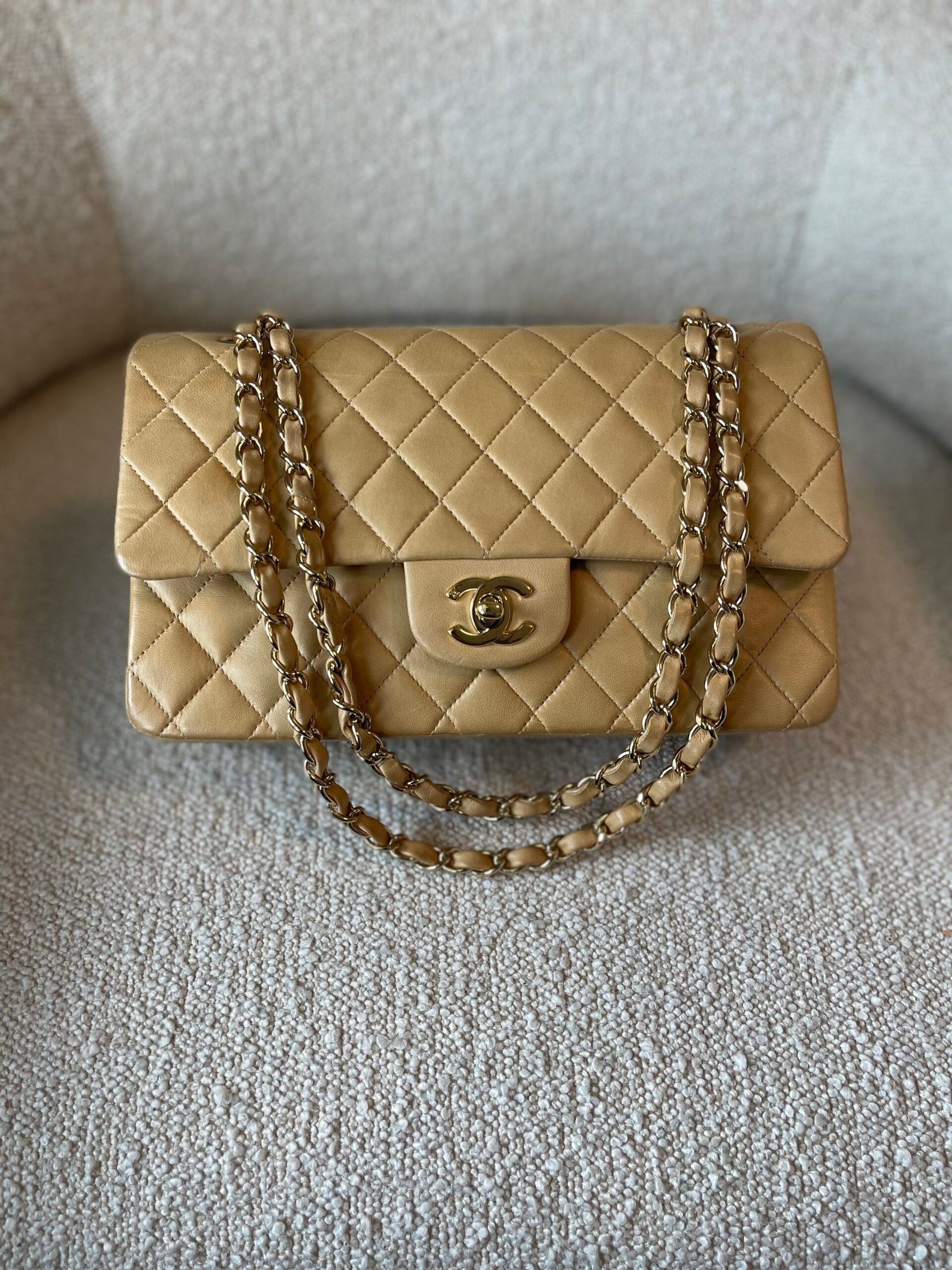 Chanel beige hot sale flap bag