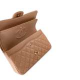 CHANEL Handbag Dark Beige Lambskin Quilted Medium Classic Flap - Redeluxe