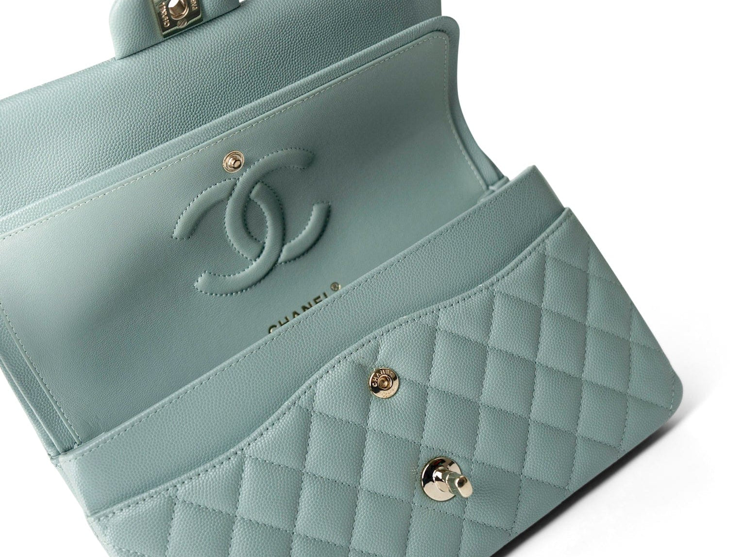 CHANEL Handbag Green / Classic flap 22C Dark Green Caviar Quilted Classic Flap Light Gold Hardware - Redeluxe