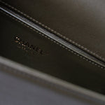 CHANEL Handbag Green Khaki Green Lambskin Quilted Medium Boy Bag Aged Gold Hardware - Redeluxe