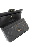 CHANEL Handbag Grey 22A Grey Lambskin Quilted Small Classic Flap Light Gold Hardware - Redeluxe