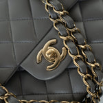 CHANEL Handbag Grey 22A Grey Lambskin Quilted Small Classic Flap Light Gold Hardware - Redeluxe