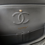 CHANEL Handbag Grey 22A Grey Lambskin Quilted Small Classic Flap Light Gold Hardware - Redeluxe