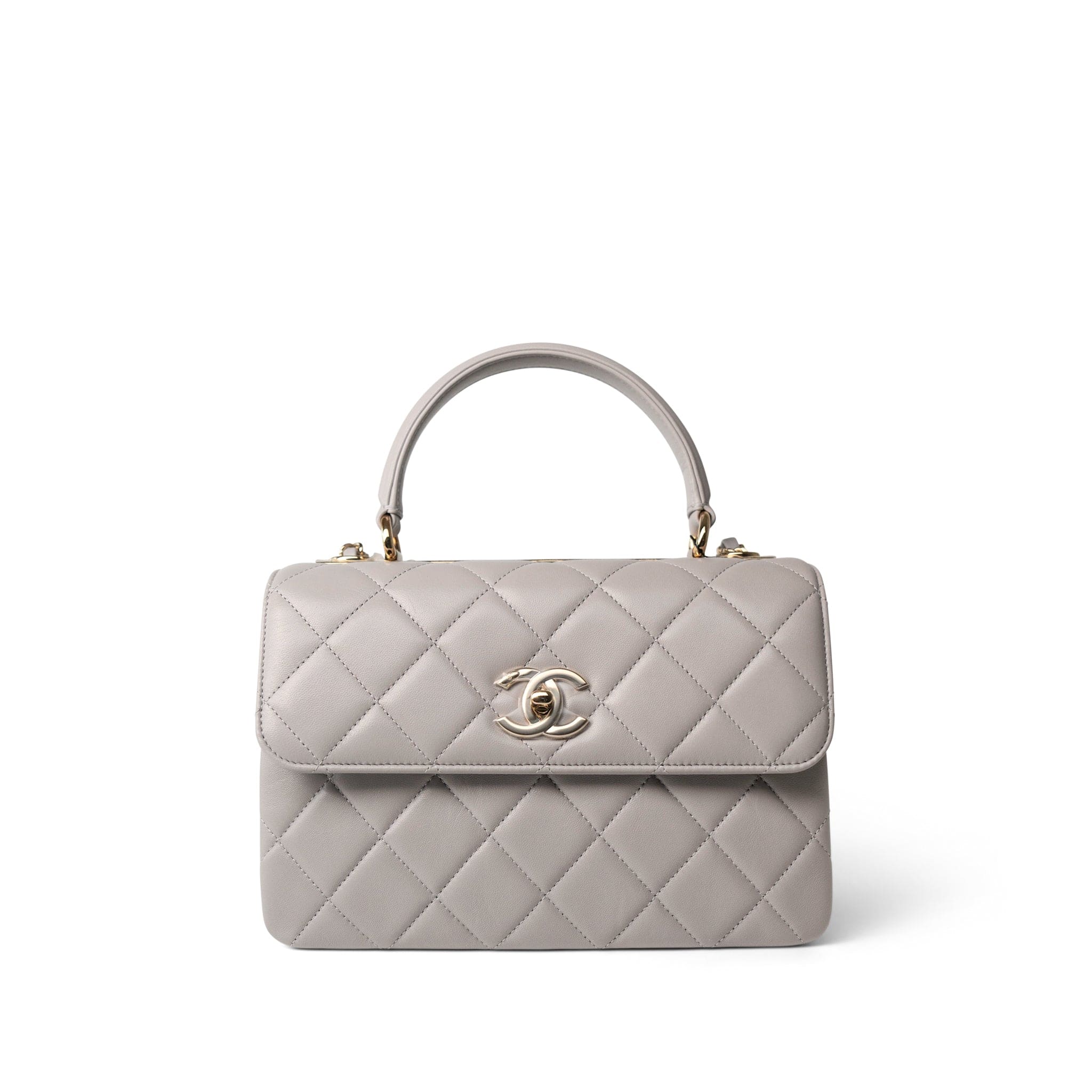 CHANEL Handbag Grey 22B Grey Lambskin Quilted Trendy CC Small Light Gold Hardware - Redeluxe